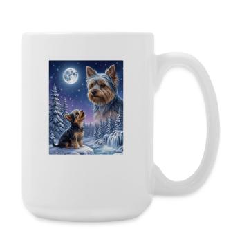 Hurlement vers la Lune Mème Chien Yorkshire Terrier - Grande tasse 440 ml - blanc - Droite