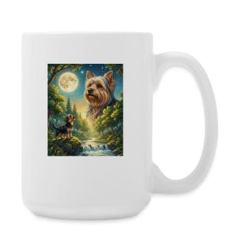 Hurlement vers la Lune Mème Chien Yorkshire Terrier - Grande tasse 440 ml - blanc - Droite