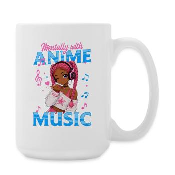 Anime and Music Chibi Black Girl - Large Mug 440 ml - white - Right