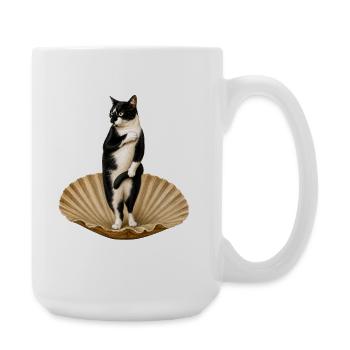 Chat sur coquille - Grande tasse 440 ml - blanc - Droite