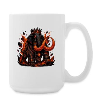 Lava Mammoth Elephant with Fire Crown - Large Mug 440 ml - white - Right