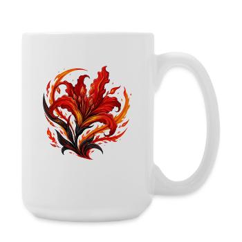 Flame Blossom – Fiery Blossom Art - Large Mug 440 ml - white - Right