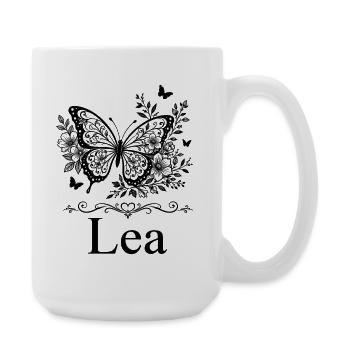 Lea First Name Butterfly Floral Gift - Large Mug 440 ml - white - Right