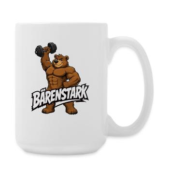 Bärenstark Fitness Bär Hantel Motiv - Große Tasse 440 ml - Weiß - Rechts