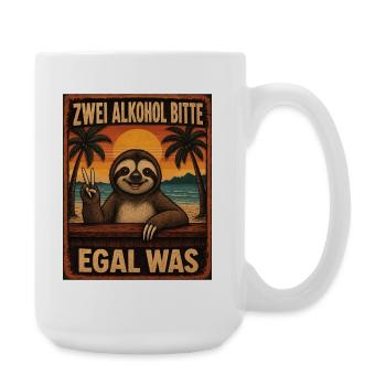 Zwei Alkohol bitte egal was ein lustiger Faultier  - Große Tasse 440 ml - Weiß - Rechts