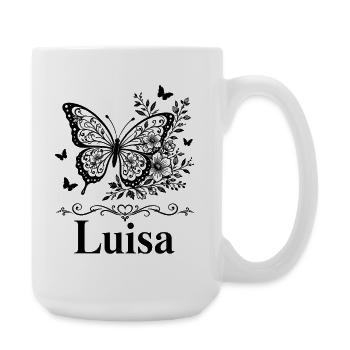 Luisa First Name Butterfly Floral Gift - Large Mug 440 ml - white - Right