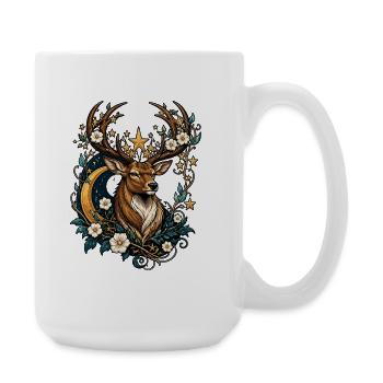 Mondstern Hirsch mit Blumenkranz - Große Tasse 440 ml - Weiß - Rechts