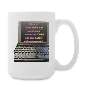 Tabletglück aus dem Koffer - Große Tasse 440 ml - Weiß - Rechts