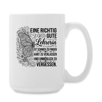 Lehrerin Schmetterling Blumen Danke Abschiedsgesch - Große Tasse 440 ml - Weiß - Rechts