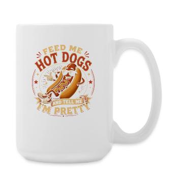 Give me hotdogs and tell me I'm a real - Large Mug 440 ml - white - Right