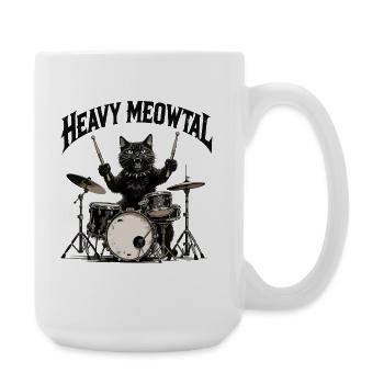 Heavy Metal Cat on Drums - Large Mug 440 ml - white - Right
