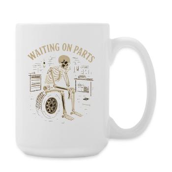 Skeleton in the workshop – waiting for parts - Large Mug 440 ml - white - Right