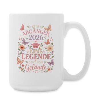 Kita Abgänger 2026 mit Blumen und Schmetterlingen - Große Tasse 440 ml - Weiß - Rechts