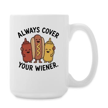Always cover the Viennese! Funny hot dog - Large Mug 440 ml - white - Right