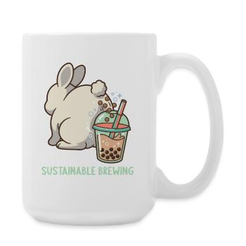 Bubble Tea Boba Drôle de Lapin mignon - Grande tasse 440 ml - blanc - Droite