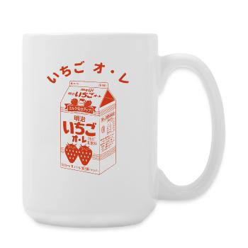 Japanische Erdbeermilch Karton Japan - Große Tasse 440 ml - Weiß - Rechts