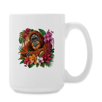 Orangutan in the tropical blossom forest - Large Mug 440 ml - white - Right