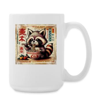 Waschbär Ramen Vintage Poster Style - Große Tasse 440 ml - Weiß - Rechts