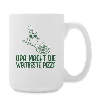 Opa macht die weltbeste Pizza Retro Katze - Große Tasse 440 ml - Weiß - Rechts