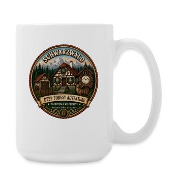 Schwarzwald mit Berge Wald Landschaft Hirsch Uhr - Große Tasse 440 ml - Weiß - Rechts