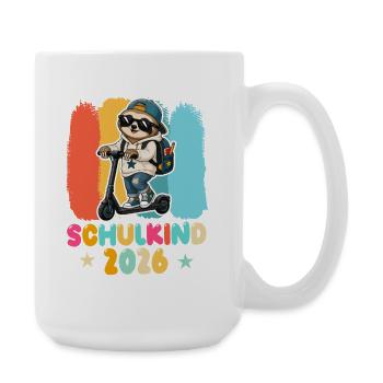 Einschulung Schulkind 2026 Junge Mädchen Faultier - Große Tasse 440 ml - Weiß - Rechts