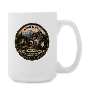 Schwarzwald mit Berge Wald Landschaft Hirsch Uhr - Große Tasse 440 ml - Weiß - Rechts