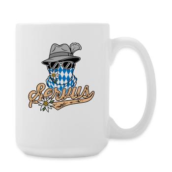 Homme bavarois à lunettes et chapeau bavarois Servus - Grande tasse 440 ml - blanc - Droite