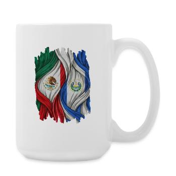 Fiers des drapeaux du Mexique et du Salvador - Grande tasse 440 ml - blanc - Droite