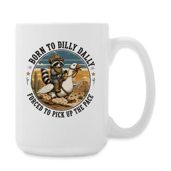 Raccoon Cowboy Humor Retro Goose Wild West - Large Mug 440 ml - white - Right