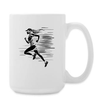 Dessin du coureur - Grande tasse 440 ml - blanc - Droite
