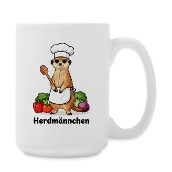 Herdmännchen Koch Gastronomie Beikoch Lustig  - Große Tasse 440 ml - Weiß - Rechts