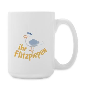 Moin Ihr Flitzpiepen Norddeutsch Hamburg Büro Moin - Große Tasse 440 ml - Weiß - Rechts