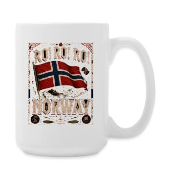 Norwegische Flagge im Vintage-Rahmen - Große Tasse 440 ml - Weiß - Rechts
