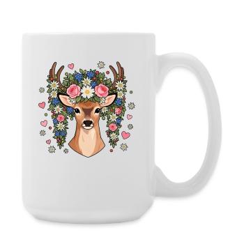 Hirsch Edelweiss Hearts Folk Festival Traditional Costumes - Large Mug 440 ml - white - Right