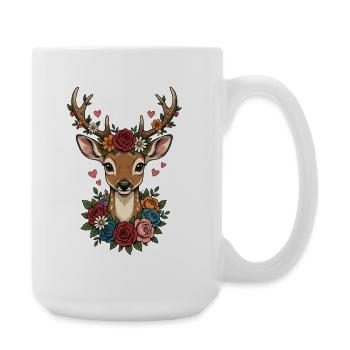 Deer Antlers Hearts Folk Festival Traditional Costumes Replacement - Large Mug 440 ml - white - Right