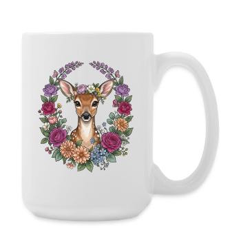 Deer Fawn Flowers Folk Festival Traditional Costumes Replacement Women - Large Mug 440 ml - white - Right