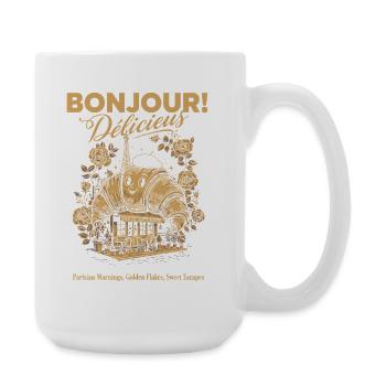 Breakfast Bonjour Delicieux Funny Brunch Coffee - Large Mug 440 ml - white - Right