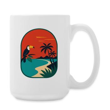 Panorama côtier tropical avec toucan - Grande tasse 440 ml - blanc - Droite