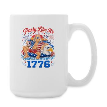Celebrate like in 1776! Ben Franklin, July 4 - Large Mug 440 ml - white - Right