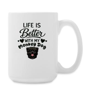 Life is better with my Affenpinscher dog - Large Mug 440 ml - white - Right