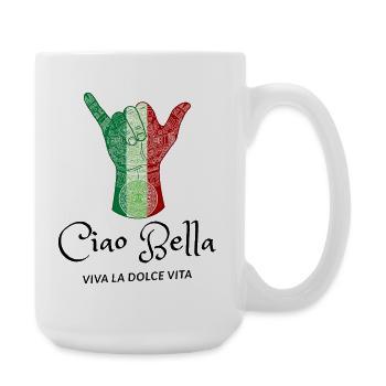 Italian Flag Tribal Horn Hand - Large Mug 440 ml - white - Right
