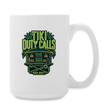 Barman shift Tiki Duty Appelle, bar tiki au bord de la piscine - Grande tasse 440 ml - blanc - Droite