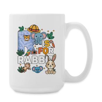 R Is For Rabbit Zoo Party Jungle Zoo Birthday - Large Mug 440 ml - white - Right