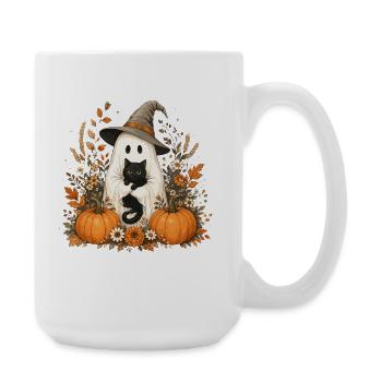 Halloween, Fantôme, Chat Noir - Grande tasse 440 ml - blanc - Droite