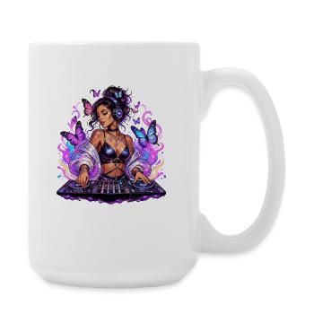 DJ de nuit avec un style papillon - Grande tasse 440 ml - blanc - Droite