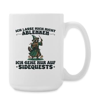 Waschbär Zauberer – Ich gehe auf Sidequests - Große Tasse 440 ml - Weiß - Rechts