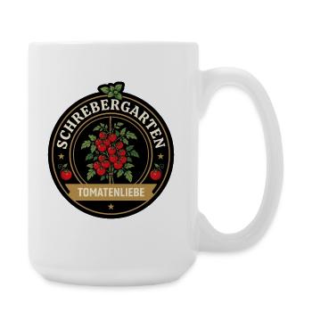 Tomatenliebe Logo aus Schirebergarten - Große Tasse 440 ml - Weiß - Rechts