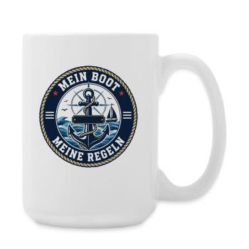 Mon bateau, mes règles – Déclaration du capitaine - Grande tasse 440 ml - blanc - Droite