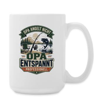 Opa entspannt professionell – Anglerhumor - Große Tasse 440 ml - Weiß - Rechts