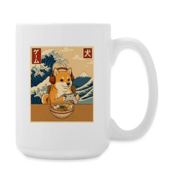 Kawaii Gamer Shiba Inu Ramen Anime - Large Mug 440 ml - white - Right